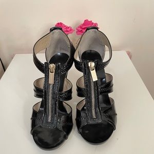 Michael Kors Black Patented Heels with zipper